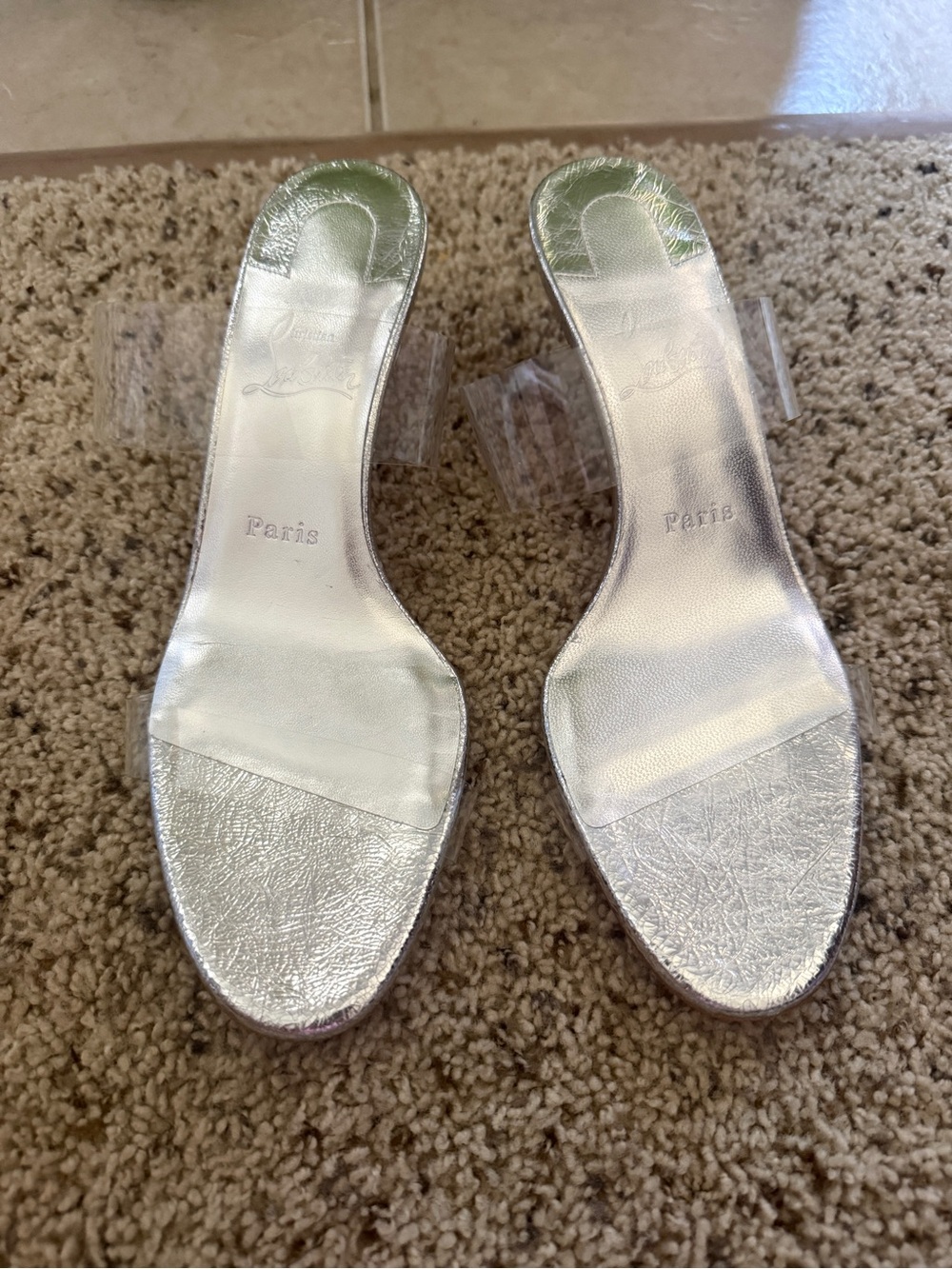 CHRISTIAN LOUBOUTIN Just Nothing Clear Slide Sandals NEW - Picture 5 of 11